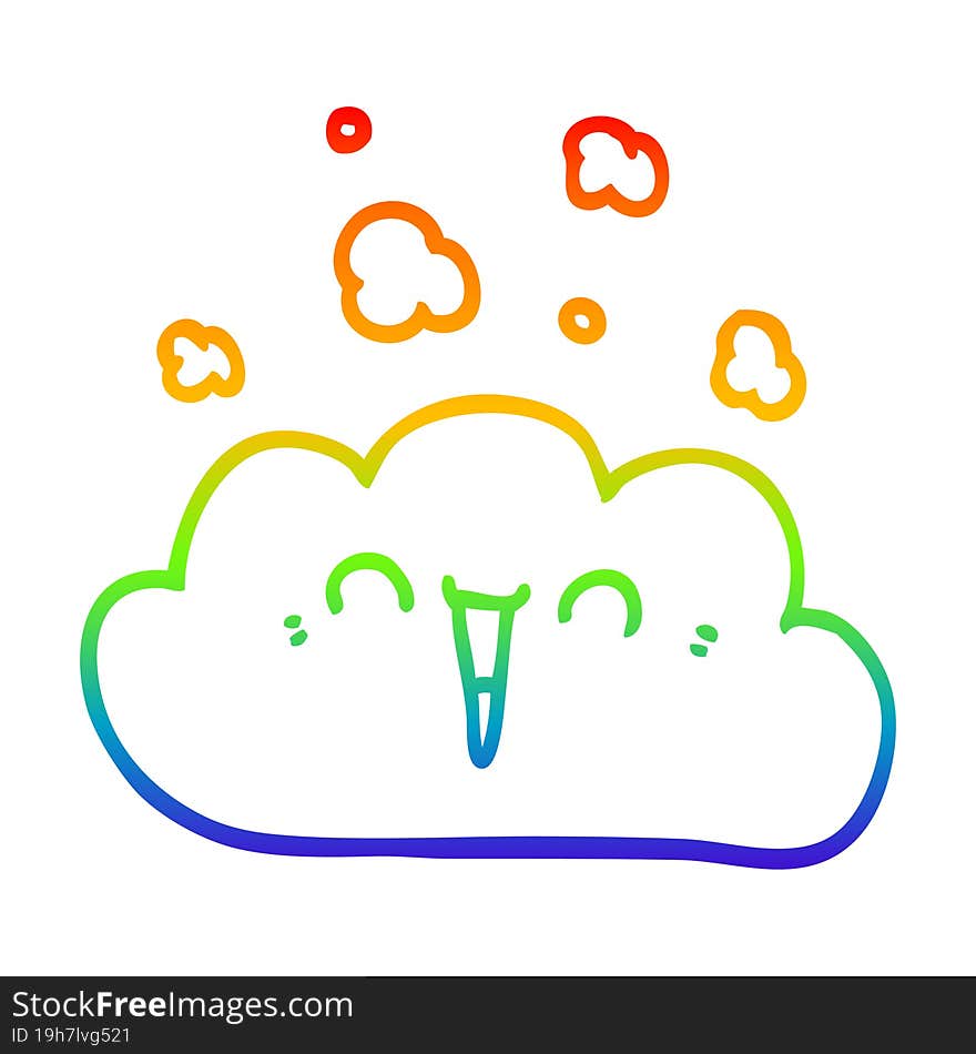 Rainbow Gradient Line Drawing Cartoon Smoke Cloud