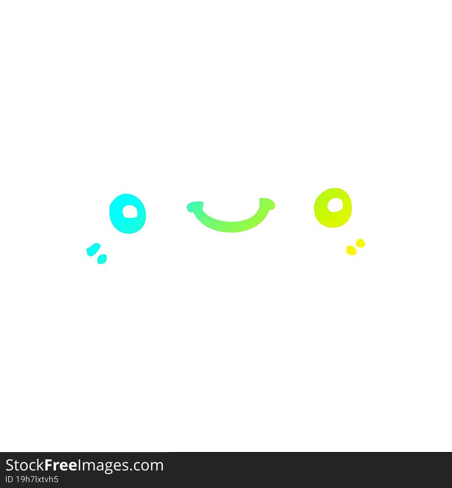 Cold Gradient Line Drawing Cartoon Cute Happy Face