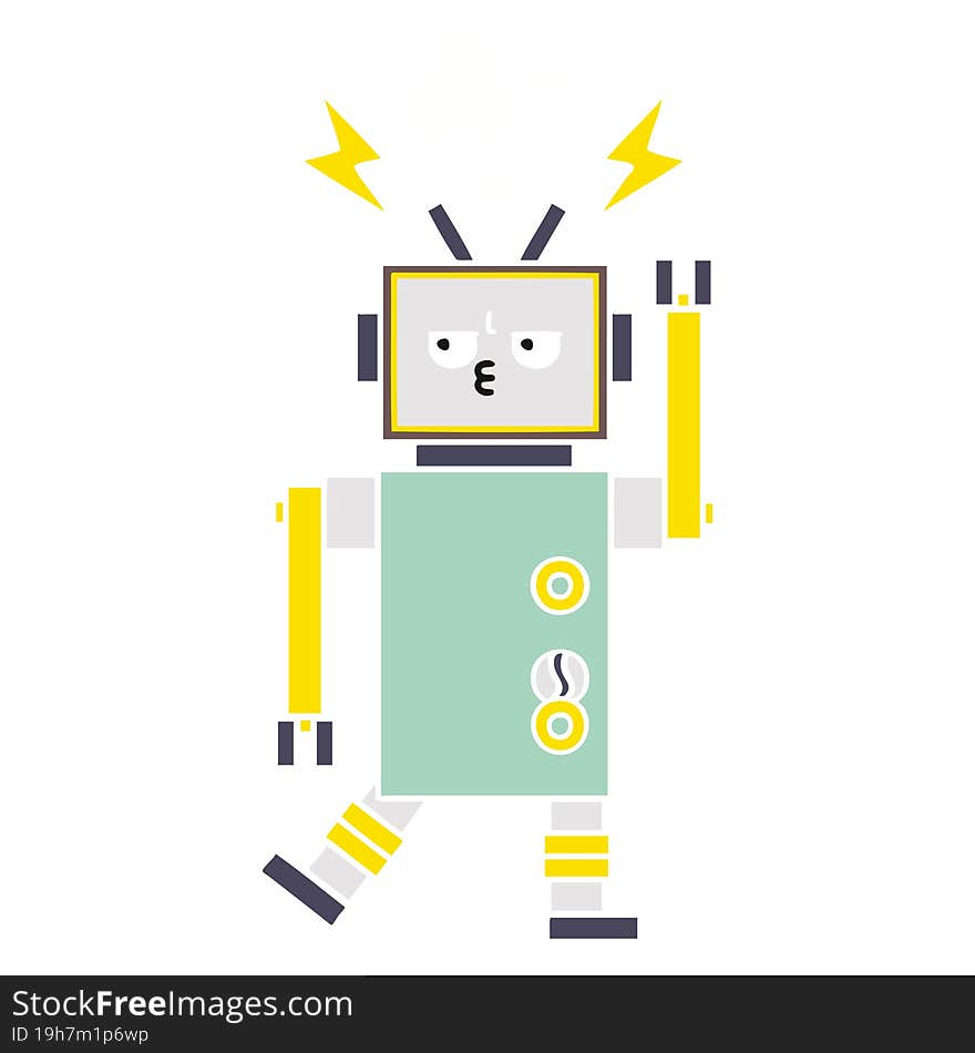 flat color retro cartoon of a robot