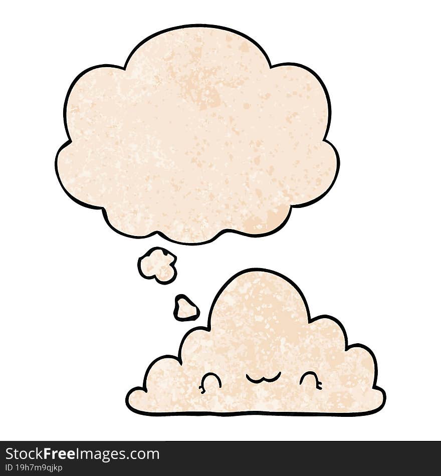 cute cartoon cloud and thought bubble in grunge texture pattern style