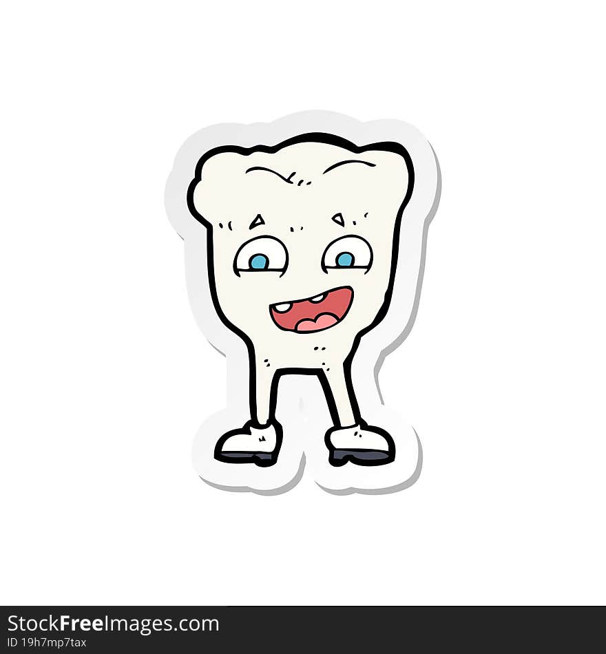 sticker of a cartoon happy tooth