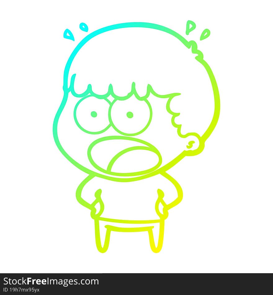 cold gradient line drawing cartoon shocked man