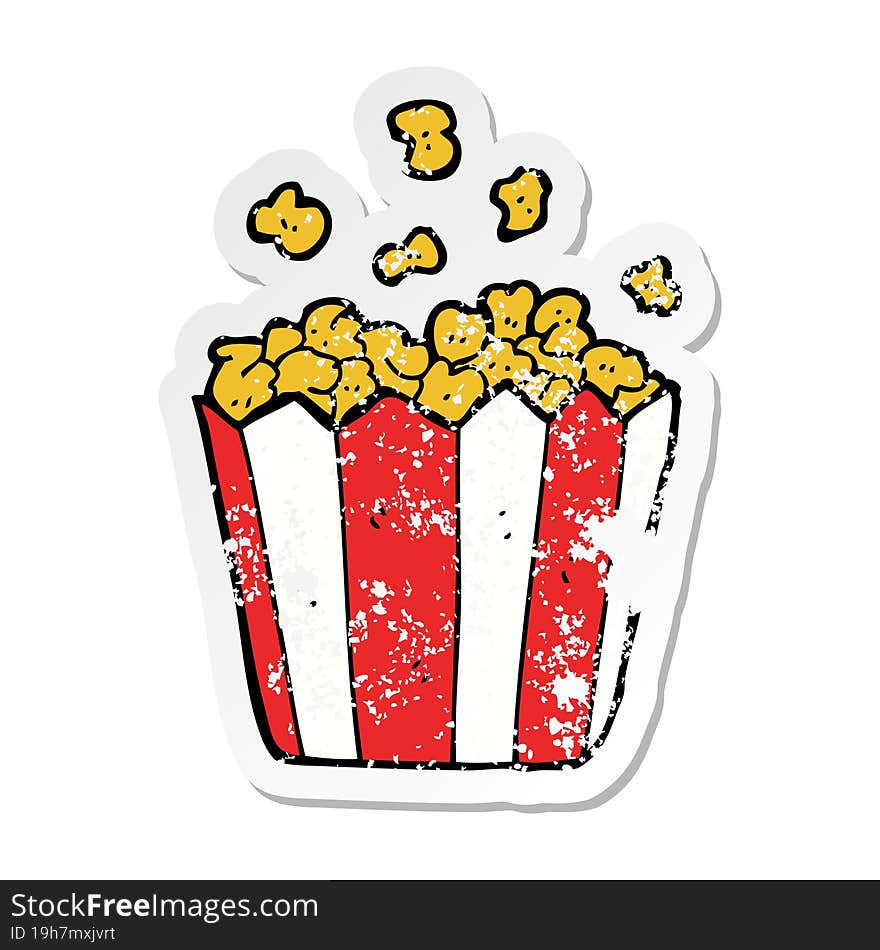 Distressed Sticker Of A Cartoon Popcorn