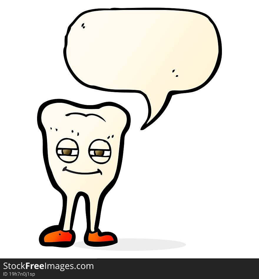 Cartoon Smiling Tooth With Speech Bubble