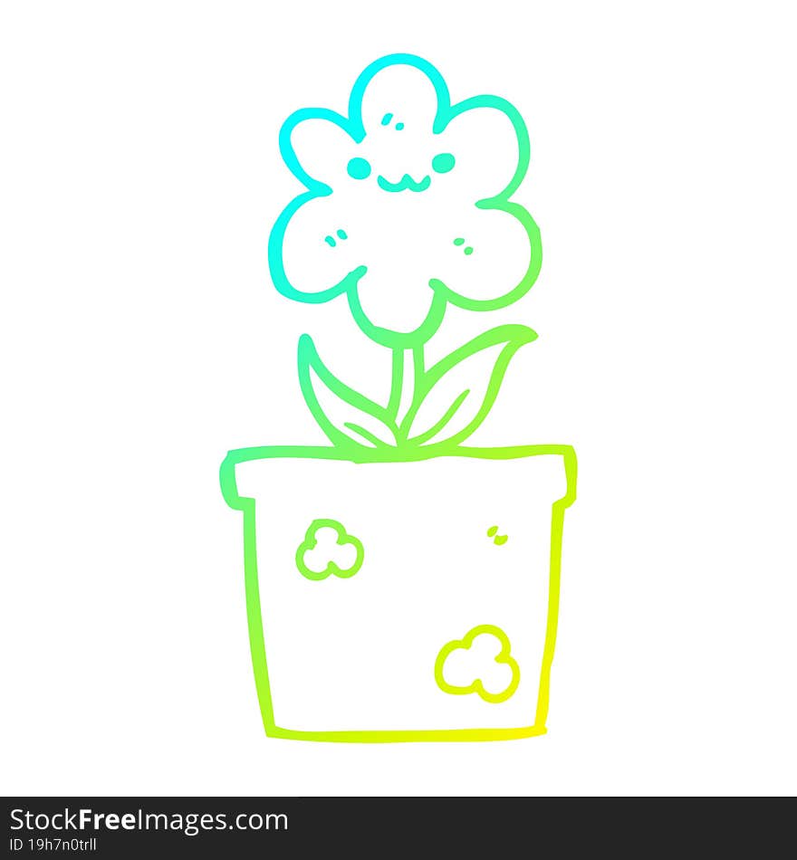 cold gradient line drawing cartoon house plant