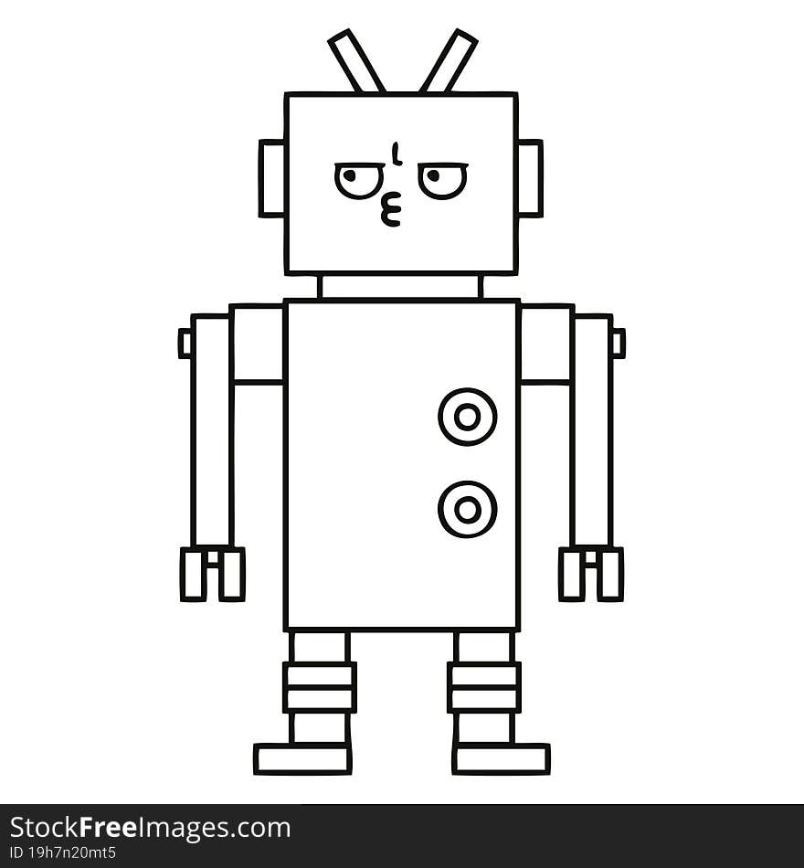 Line Drawing Cartoon Robot