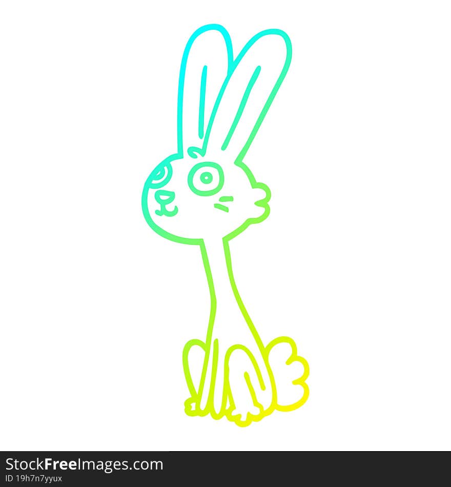 cold gradient line drawing of a cartoon rabbit