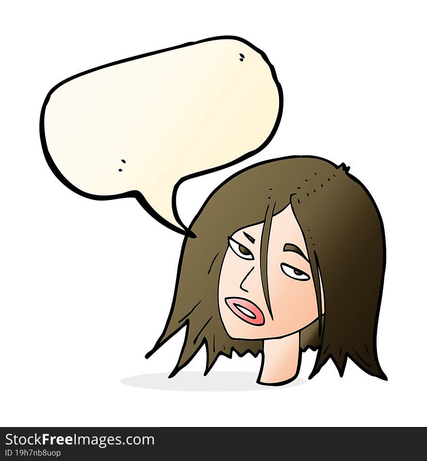 cartoon annoyed woman with speech bubble