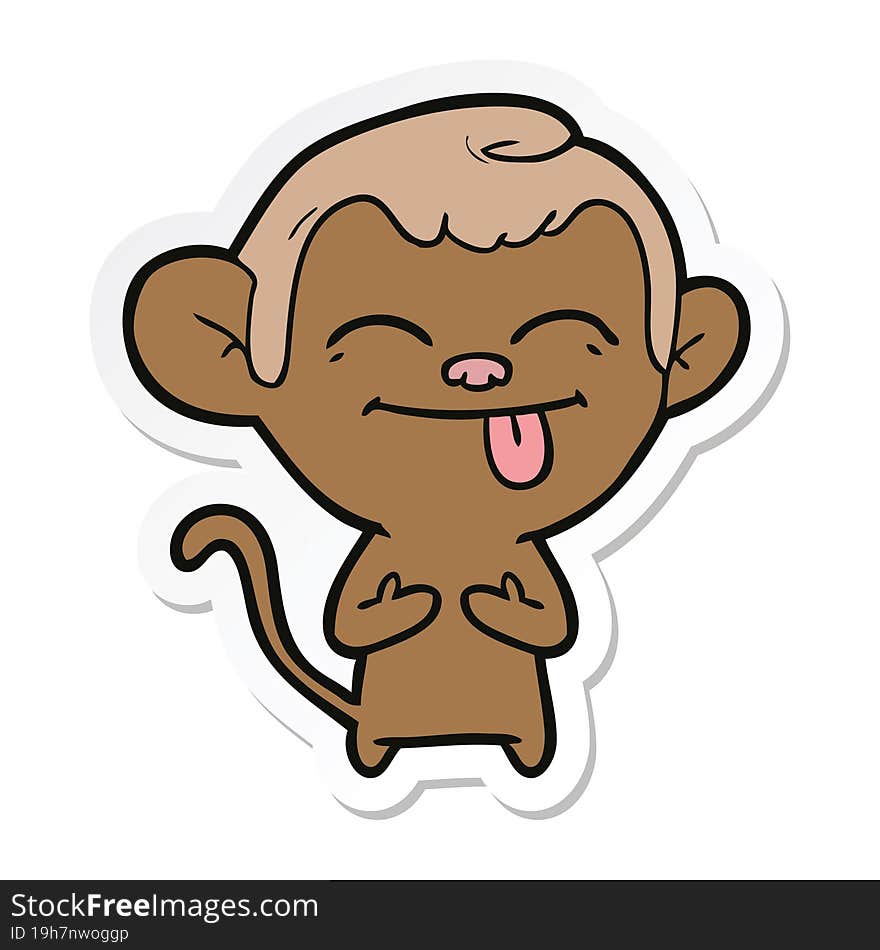 sticker of a funny cartoon monkey