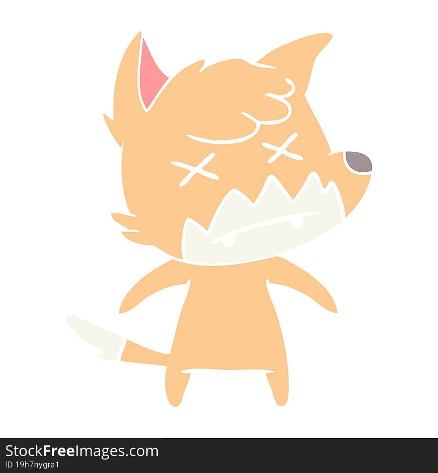 flat color style cartoon dead fox