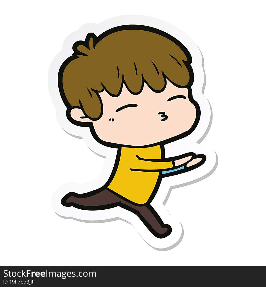 sticker of a cartoon curious boy