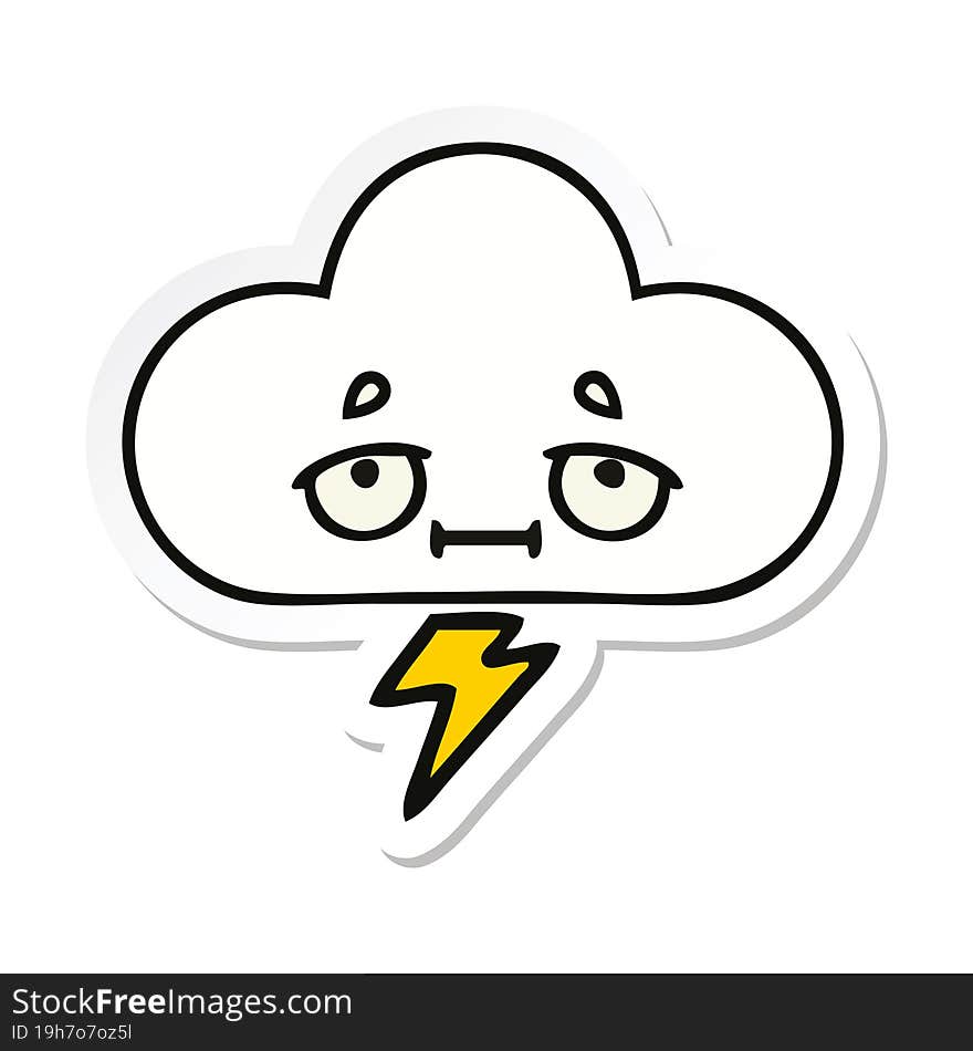 Sticker Of A Cute Cartoon Thunder Cloud