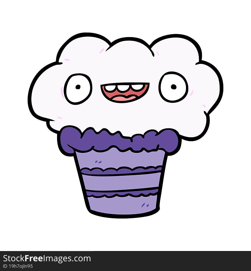 funny cartoon cupcake. funny cartoon cupcake