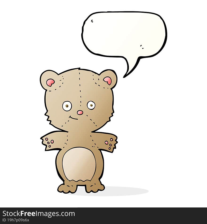 cartoon teddy bear with speech bubble