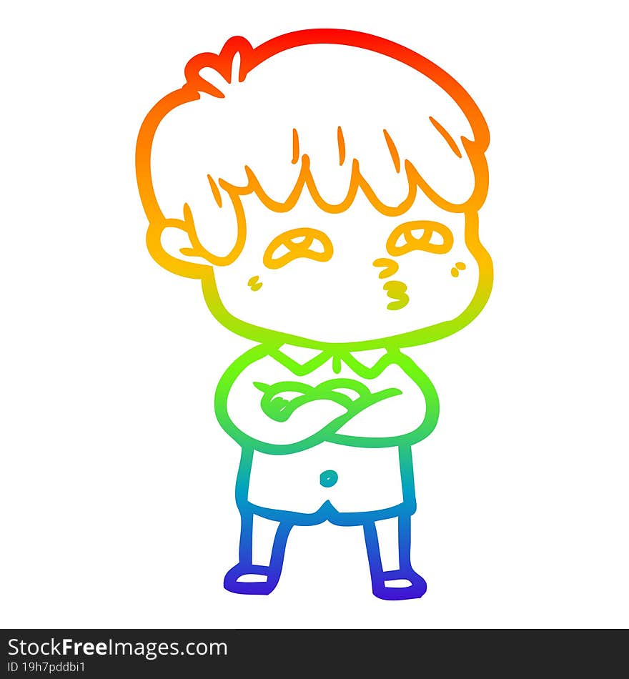 rainbow gradient line drawing cartoon curious man