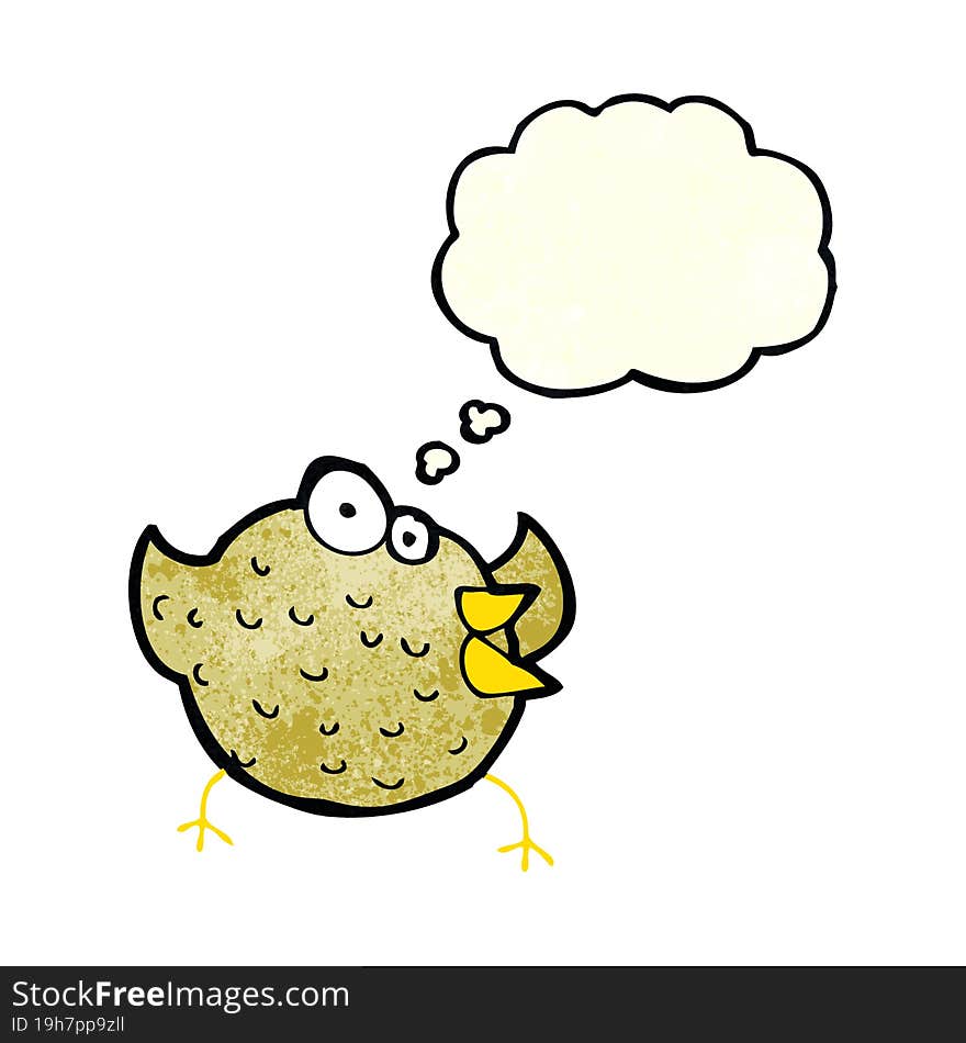 Cartoon Happy Bird With Thought Bubble