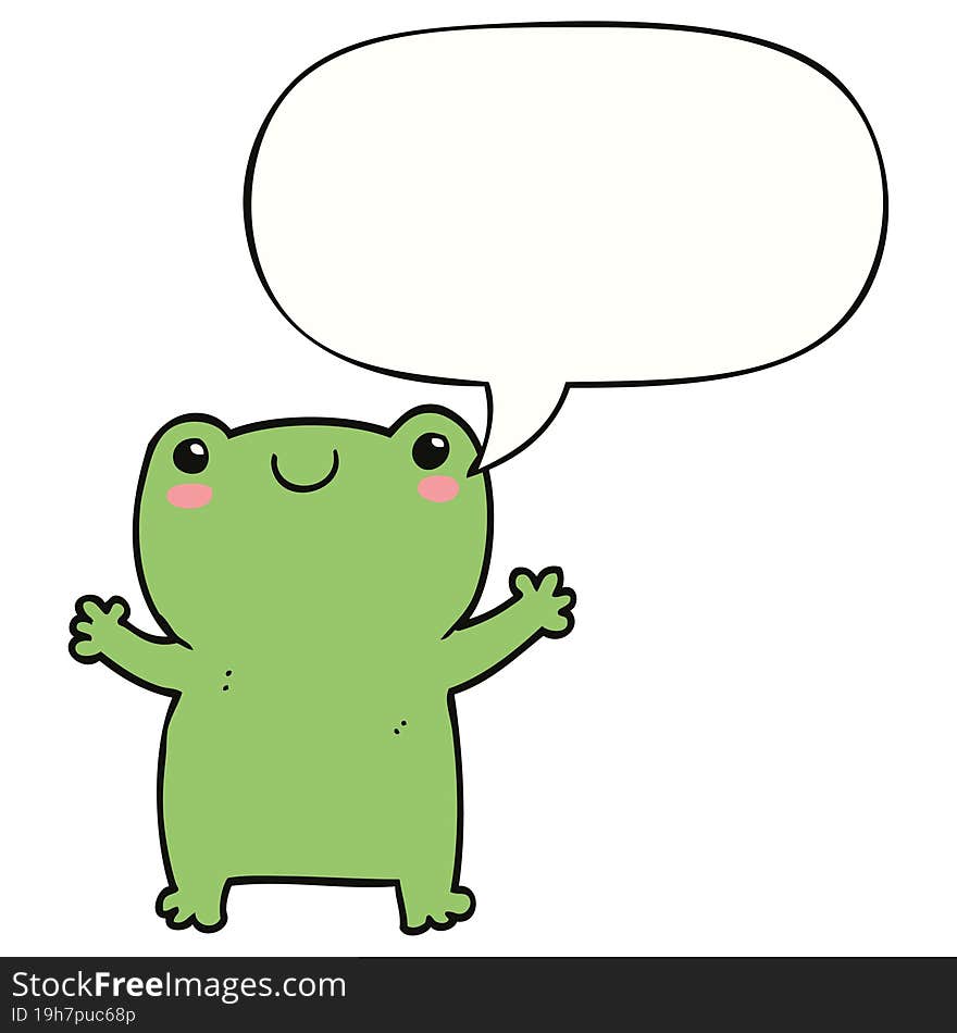 Cute Cartoon Frog And Speech Bubble