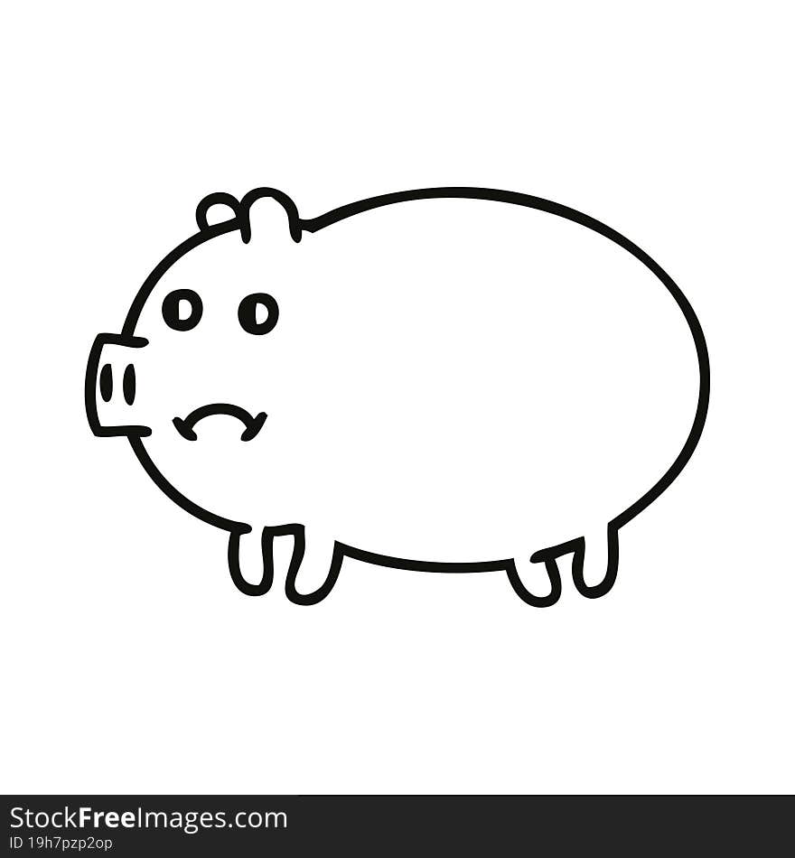 line drawing cartoon pig