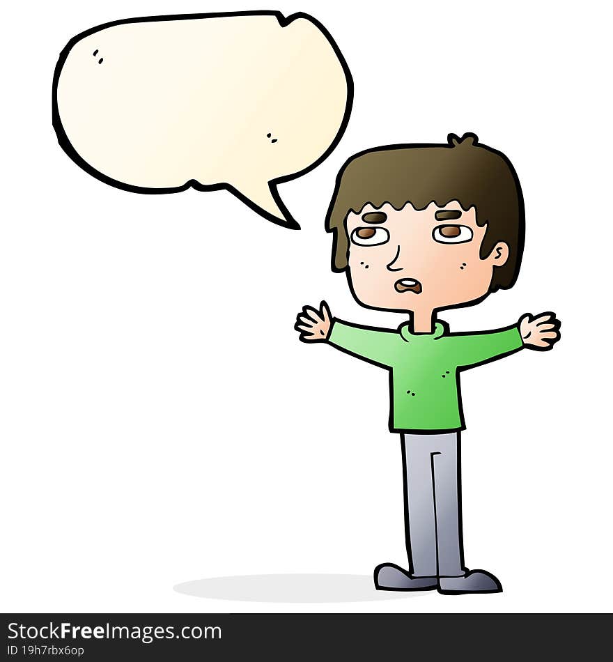 cartoon nervous man with speech bubble