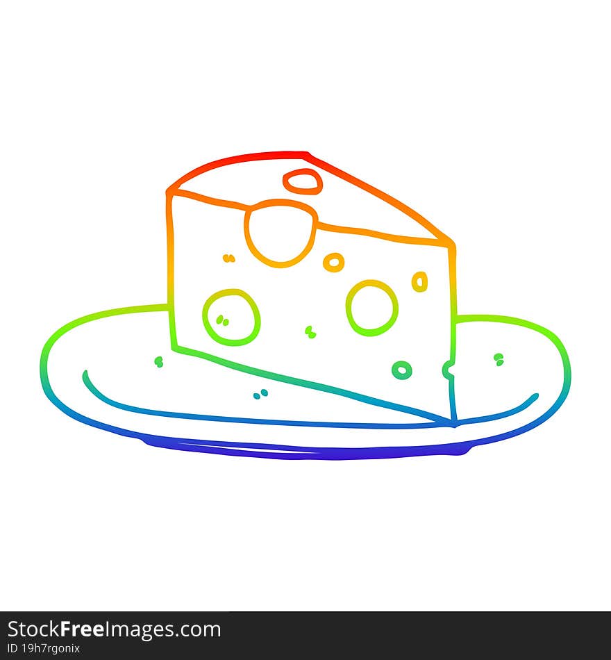 Rainbow Gradient Line Drawing Cartoon Cheese