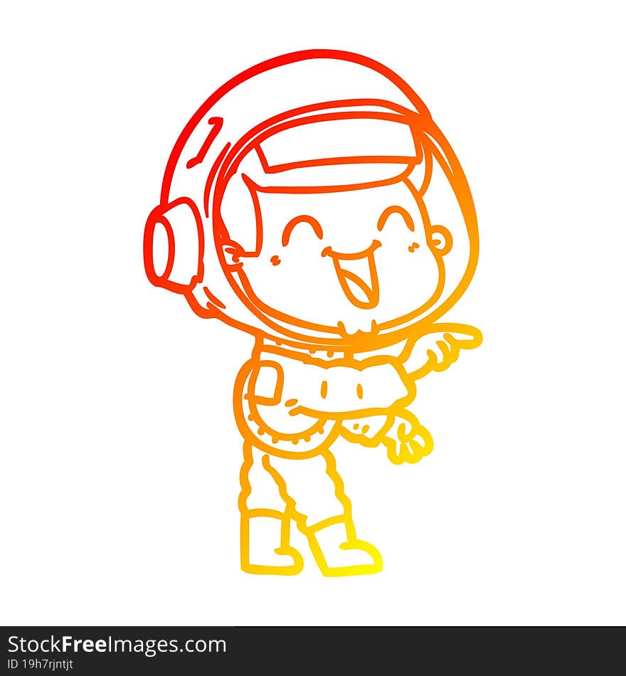 warm gradient line drawing of a happy cartoon astronaut