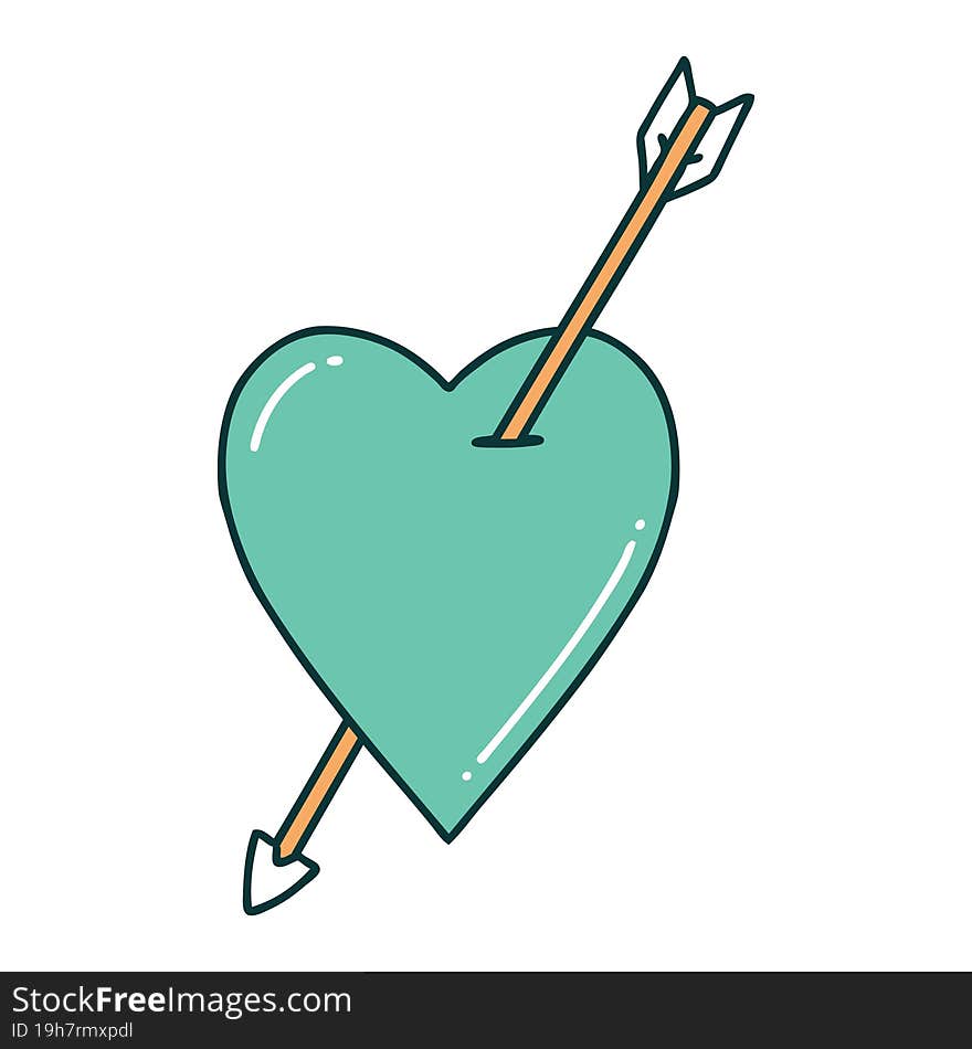 tattoo style icon of an arrow and heart