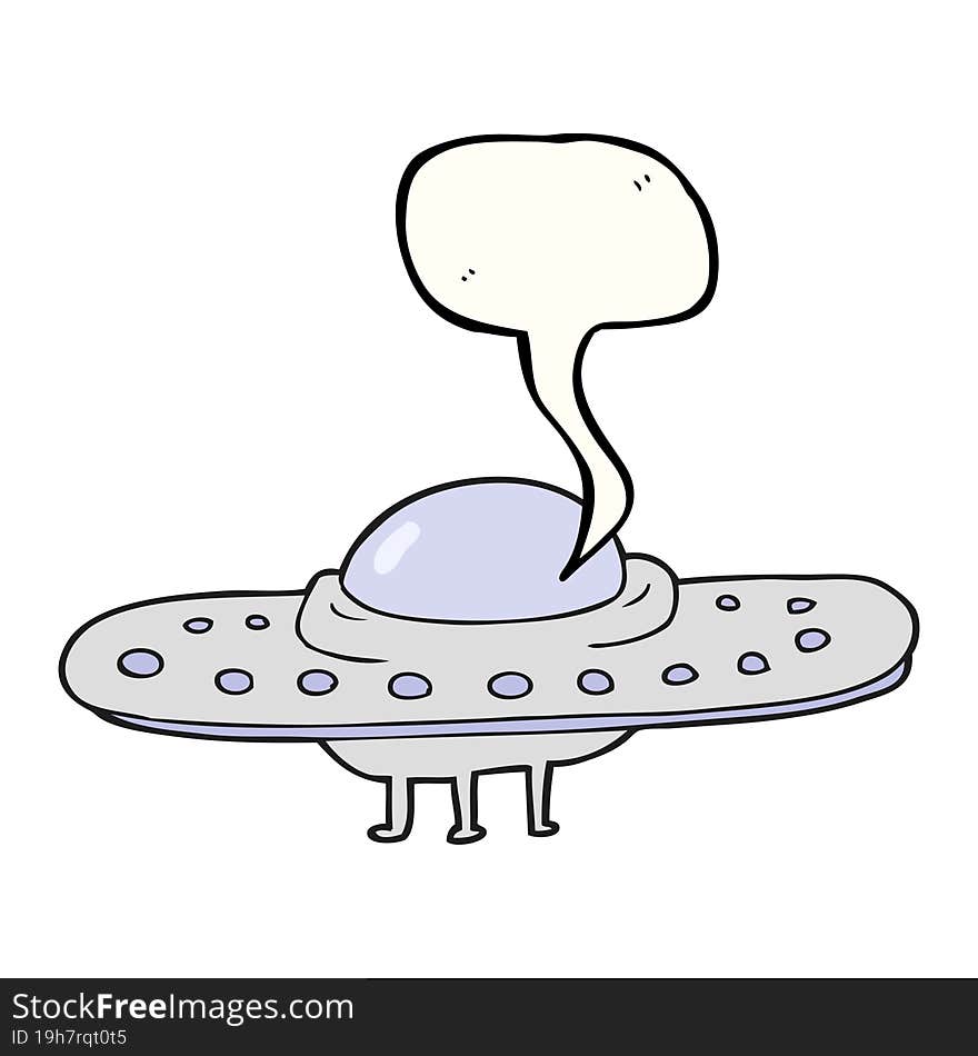 Speech Bubble Cartoon Flying Saucer