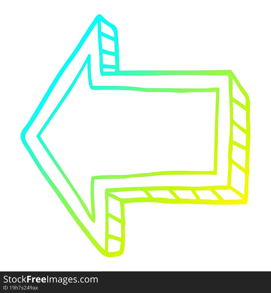 cold gradient line drawing cartoon directing arrow