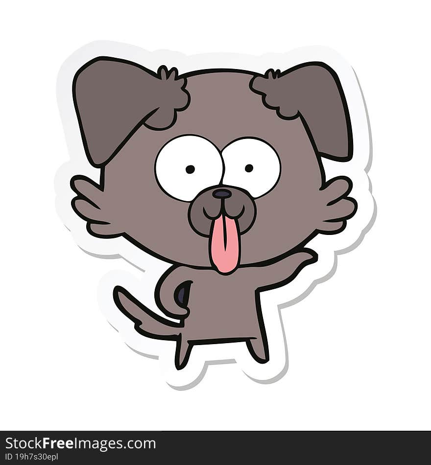 sticker of a cartoon dog with tongue sticking out