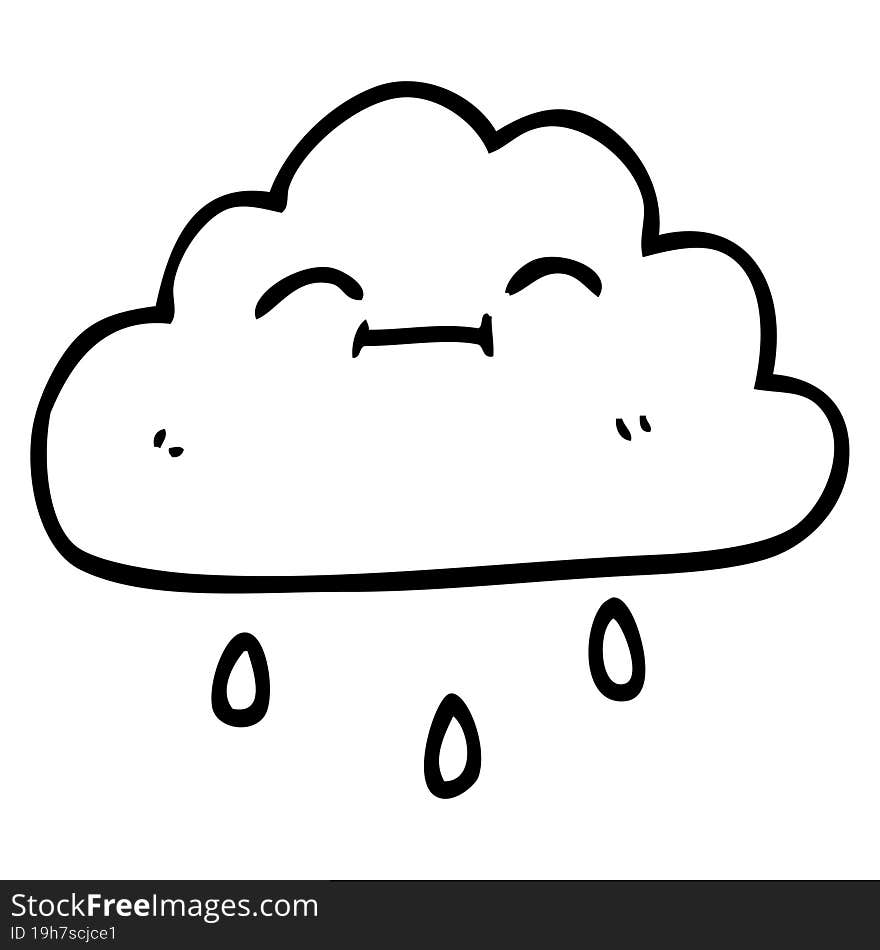 line drawing cartoon happy rain cloud