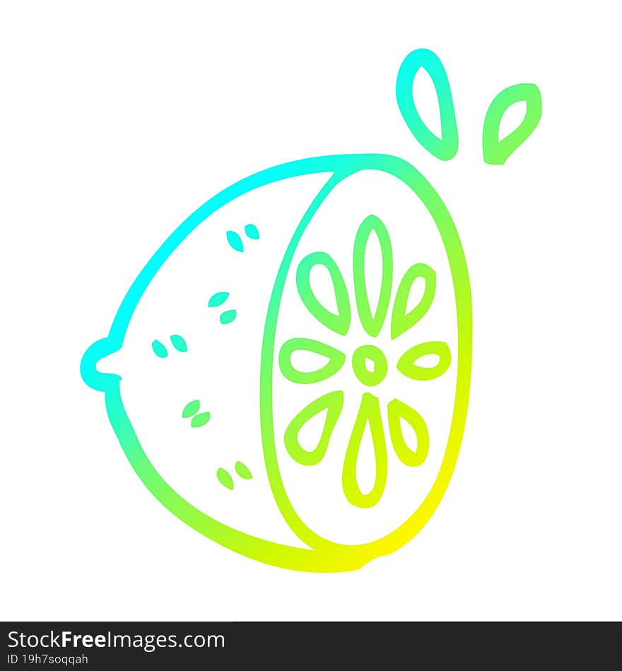 Cold Gradient Line Drawing Cartoon Lemon Fruit