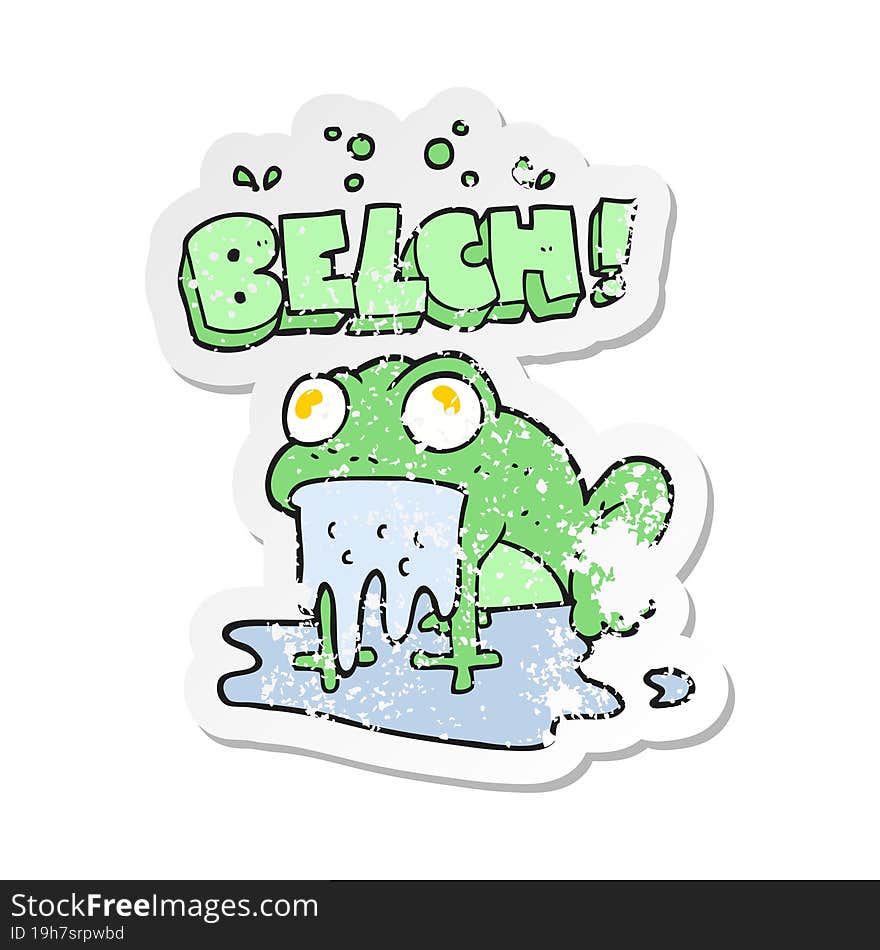 retro distressed sticker of a cartoon gross little frog