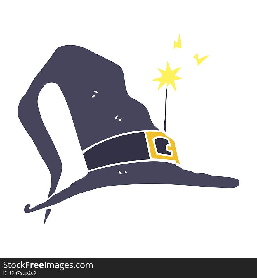 flat color illustration of a cartoon witch hat