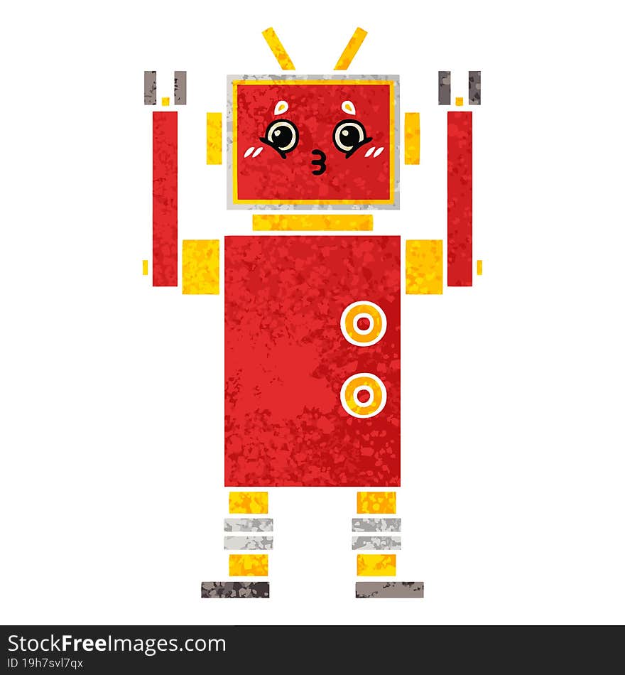 Retro Illustration Style Cartoon Robot