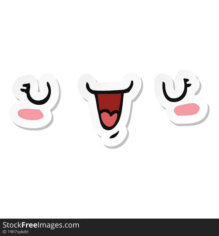 Sticker Of A Cute Happy Face Cartoon