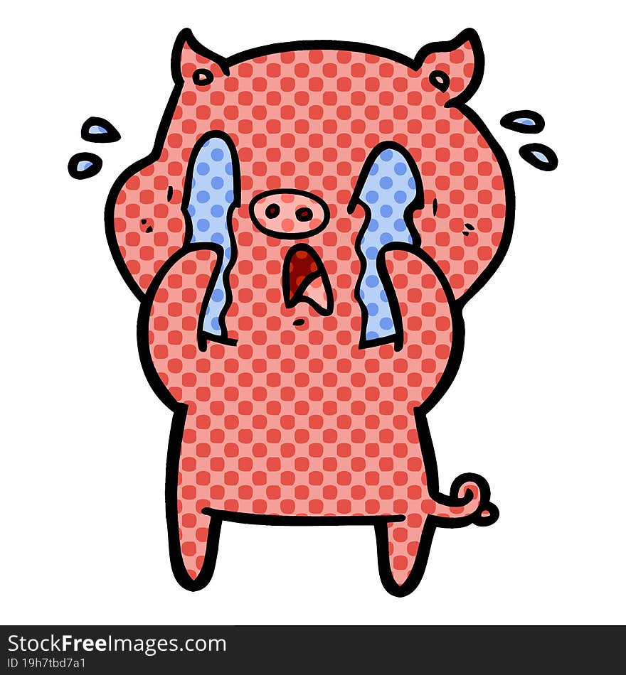 crying pig cartoon. crying pig cartoon