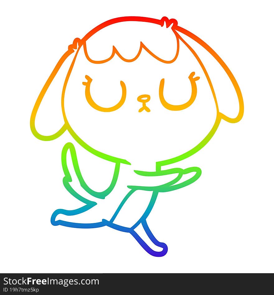 rainbow gradient line drawing of a cute cartoon dog