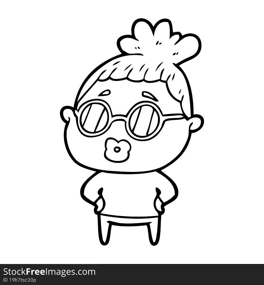 cartoon librarian woman wearing spectacles. cartoon librarian woman wearing spectacles