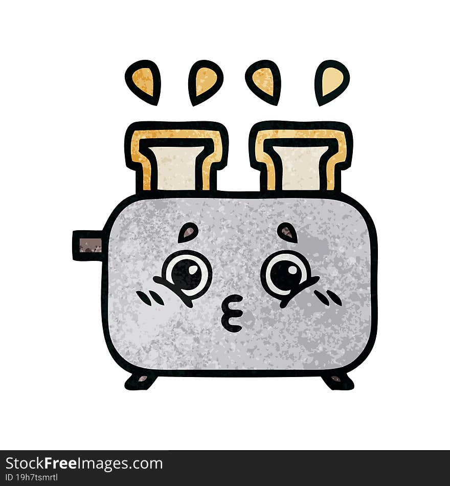 retro grunge texture cartoon of a toaster