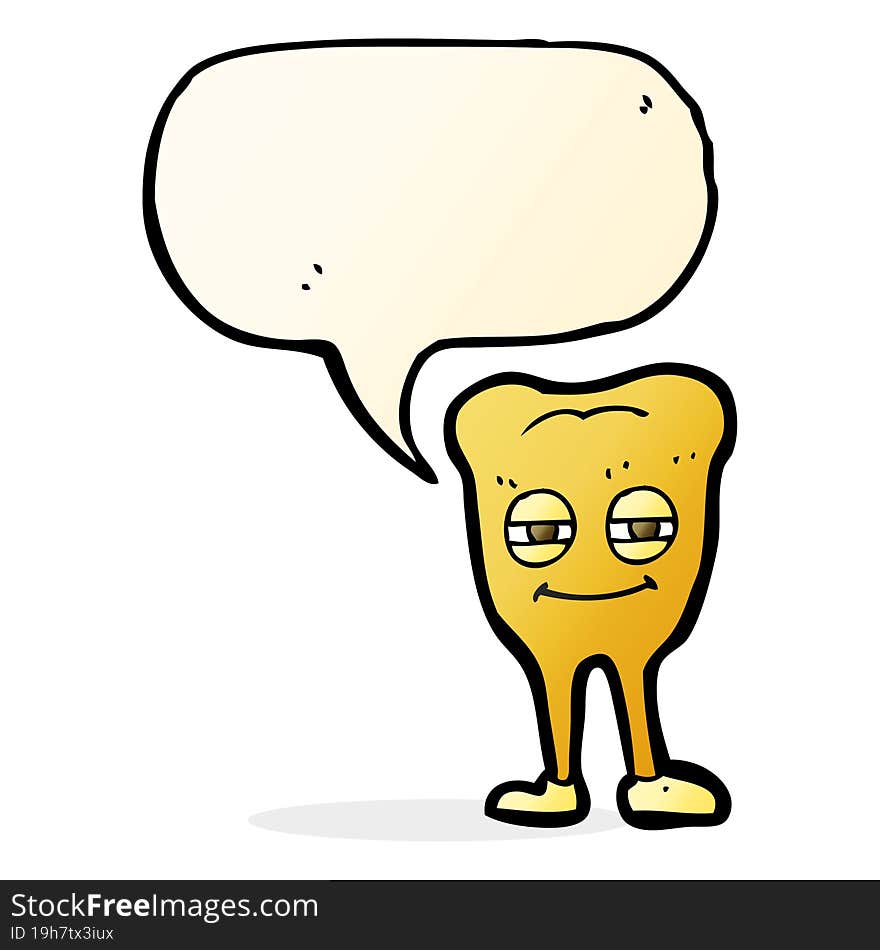 cartoon smiling tooth with speech bubble