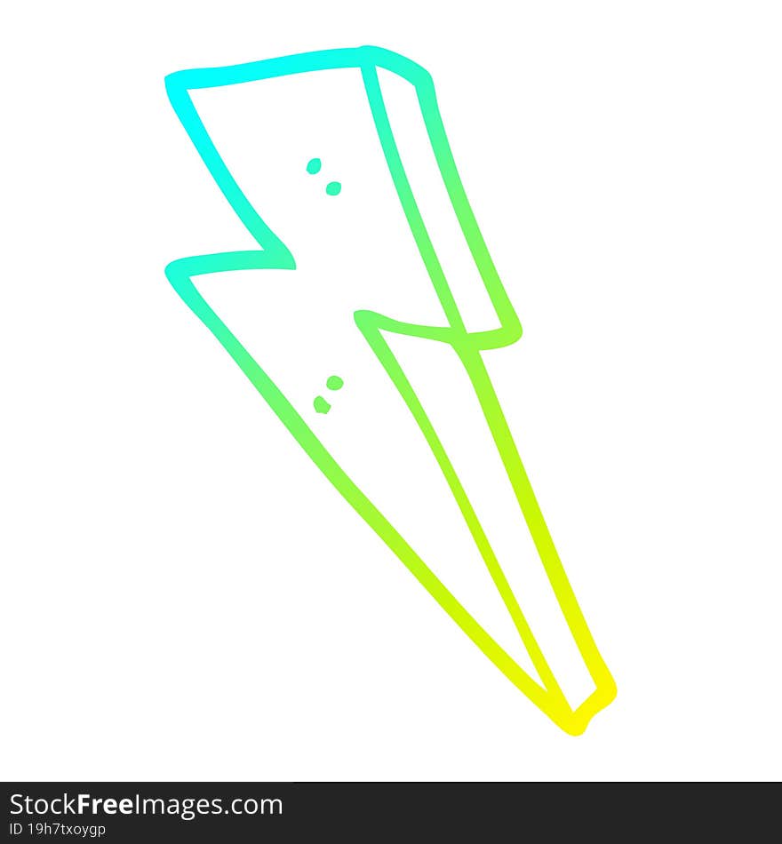 Cold Gradient Line Drawing Cartoon Lightning Bolt