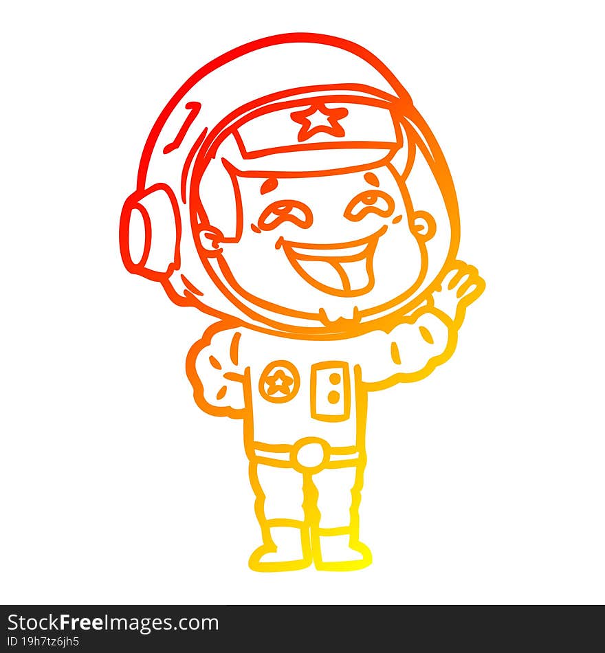 warm gradient line drawing cartoon laughing astronaut