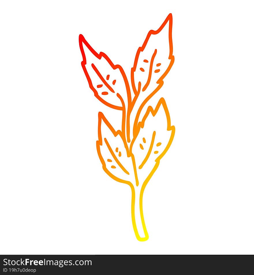 warm gradient line drawing cartoon leaves