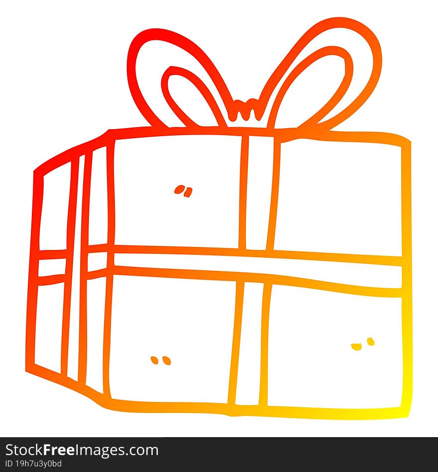 warm gradient line drawing of a cartoon wrapped present