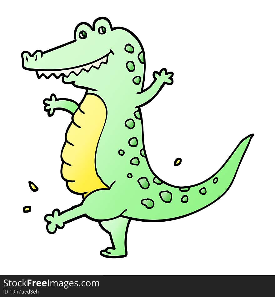 Vector Gradient Illustration Cartoon Dancing Crocodile