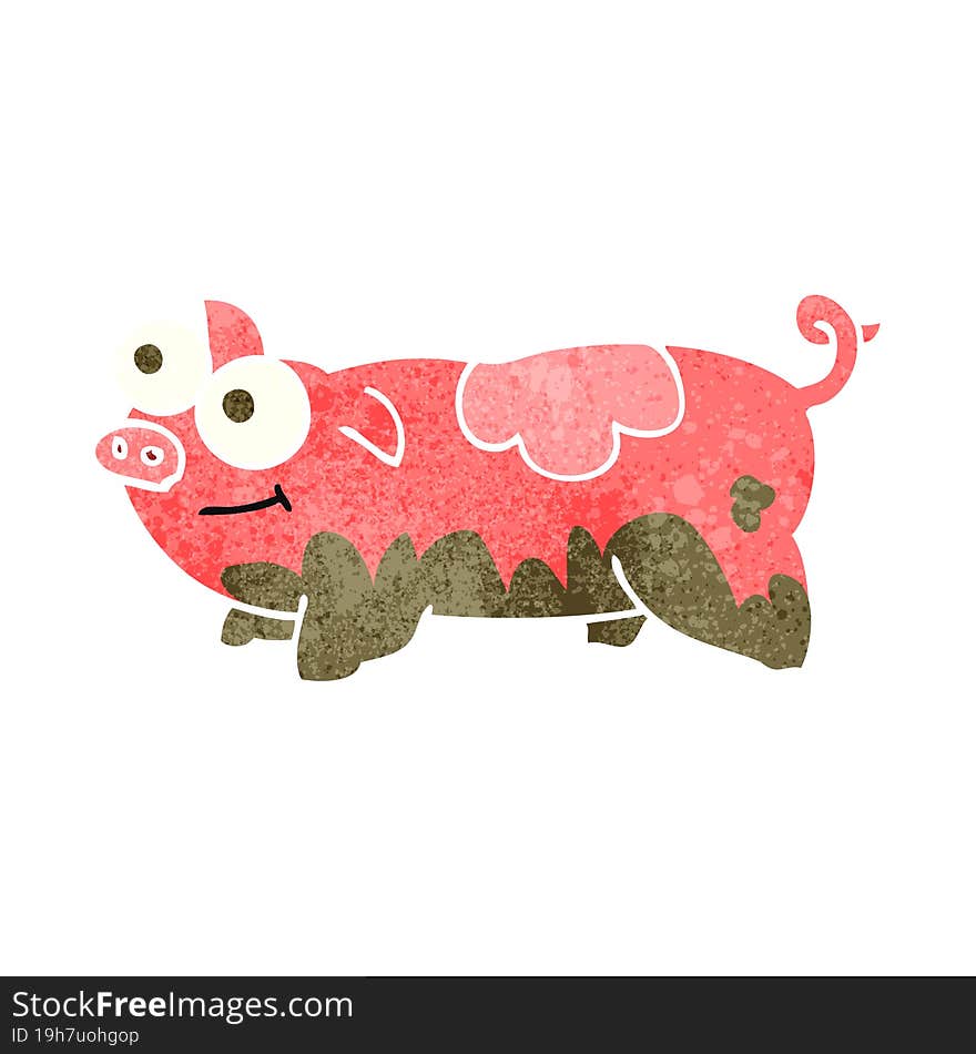 retro cartoon pig