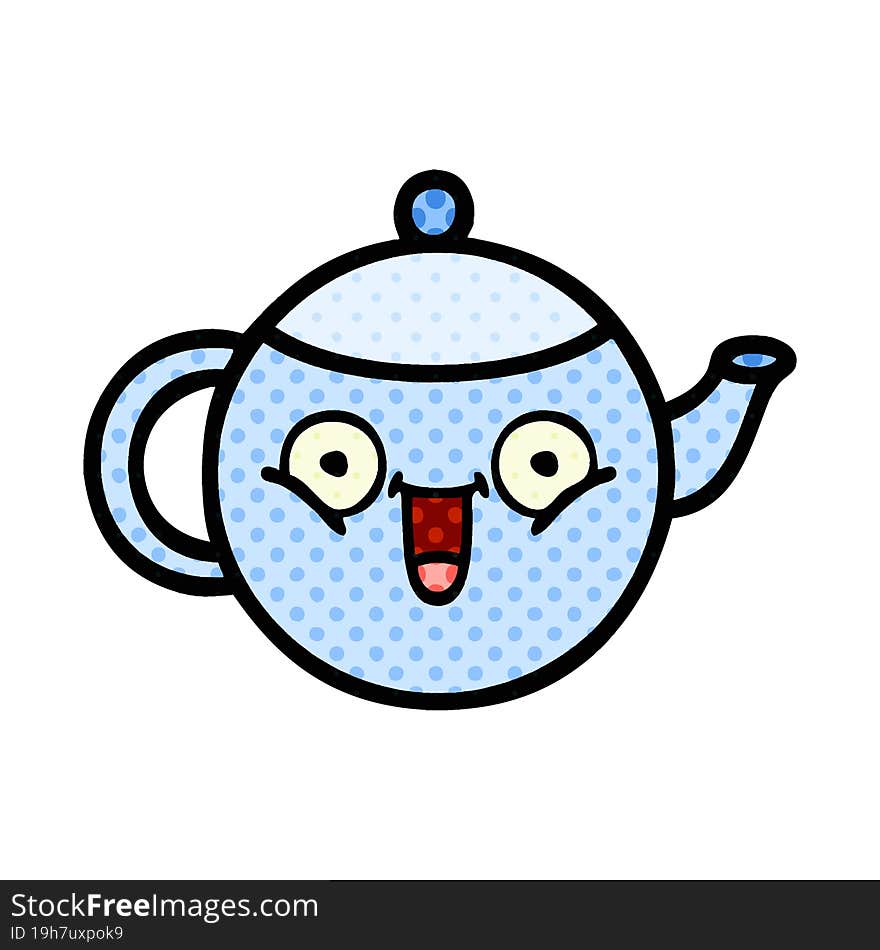 Comic Book Style Cartoon Teapot