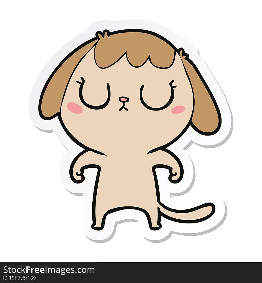 Sticker Of A Cute Cartoon Dog