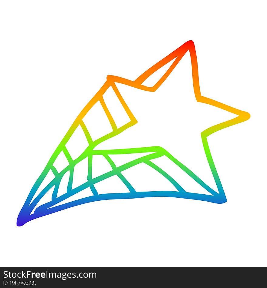 Rainbow Gradient Line Drawing Cartoon Star