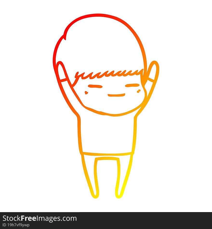 warm gradient line drawing cartoon smug boy